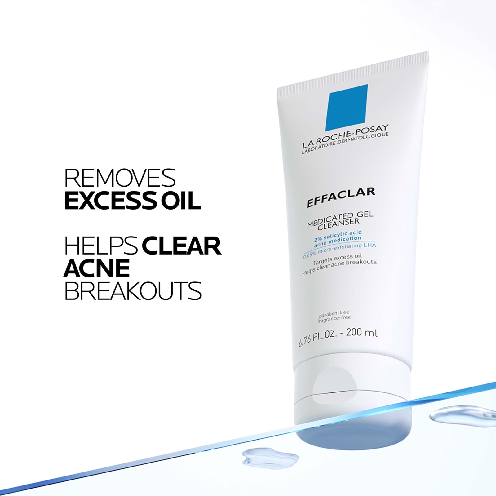 La Roche-Posay Effaclar Medicated Gel Cleanser, 2% Salicylic Acid Cleanser + LHA + Glycerin, Dermatologist Tested Foaming Acne Face Wash, Clear & Prevent Acne Breakouts, Oil Free, Targets Excess Oil