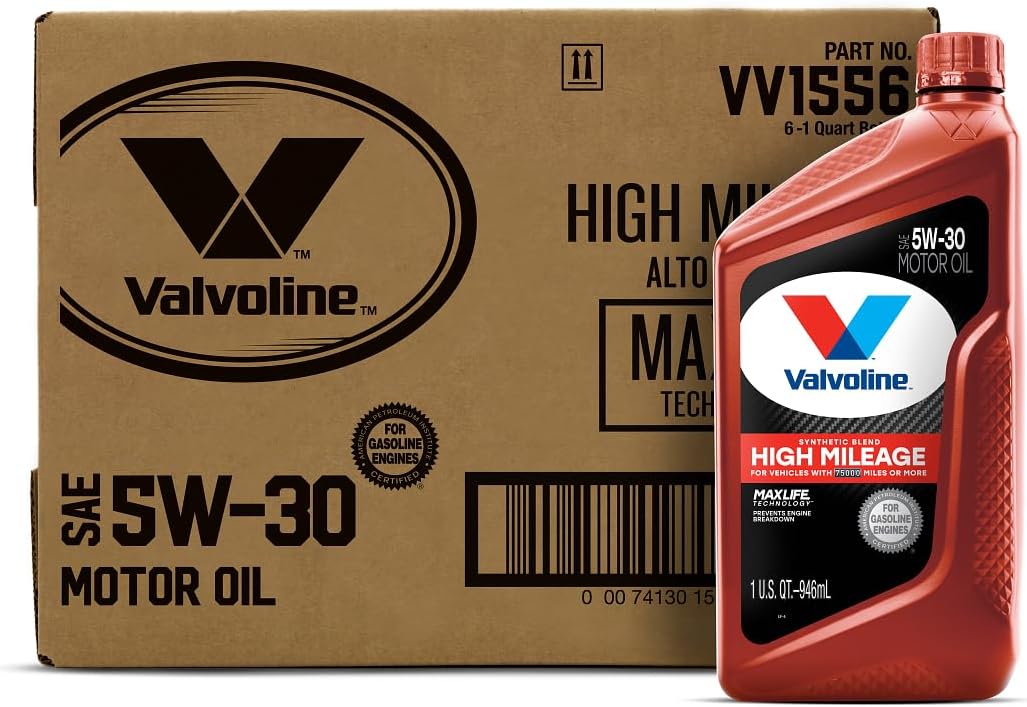 Valvoline Full Synthetic High Mileage with MaxLife Technology SAE 0W-20 Motor Oil 5 QT, Case of 3