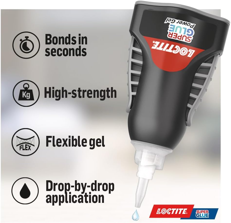 Loctite Super Glue Power Flex Control, Flexible Super Glue Gel, Superglue with Non-Drip Formula for Vertical Applications, Clear Glue with Precise Nozzle, 1x3 g