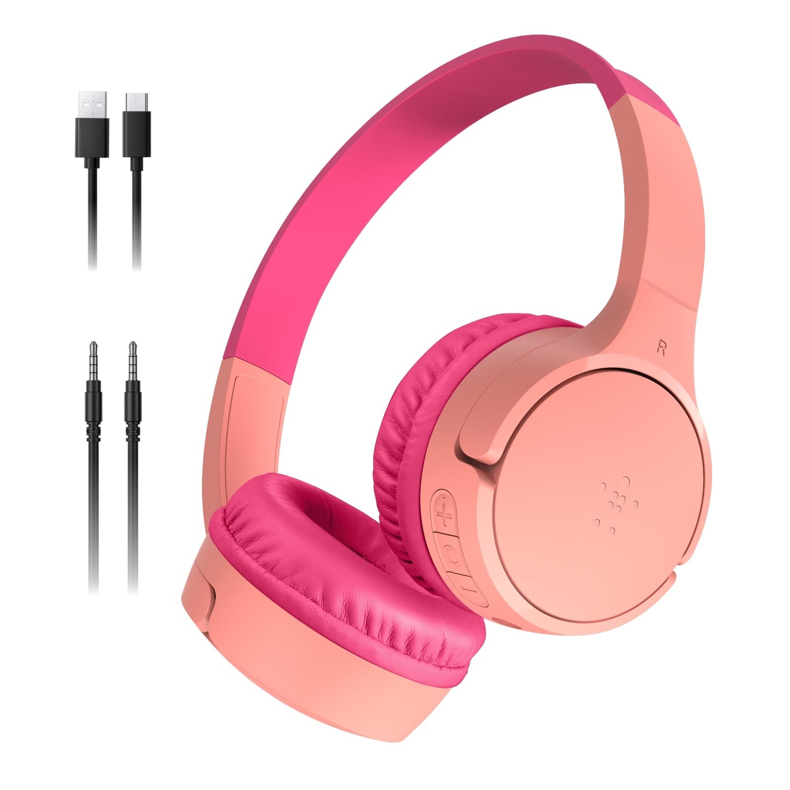 Belkin SoundForm Mini - Wireless Bluetooth Kids Headphones, 30H Battery, 85dB Safe Volume Limit, Built-in Microphone - Toddler On-Ear Earphones for iPhone, iPad, Fire Tablet, Ideal for School - White