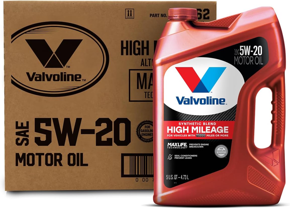 Valvoline Full Synthetic High Mileage with MaxLife Technology SAE 0W-20 Motor Oil 5 QT, Case of 3