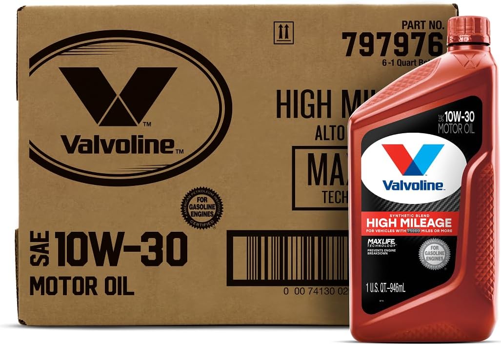 Valvoline Full Synthetic High Mileage with MaxLife Technology SAE 0W-20 Motor Oil 5 QT, Case of 3
