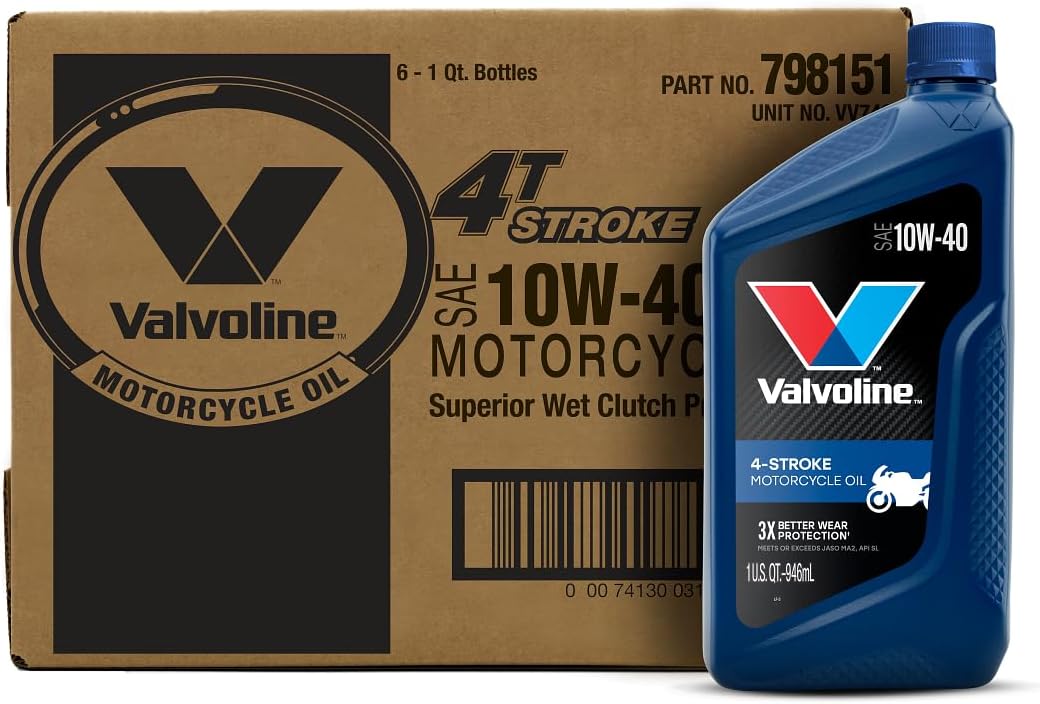 Valvoline 4-Stroke Motorcycle Full Synthetic SAE 10W-40 Motor Oil 1 QT (Pack of 3)