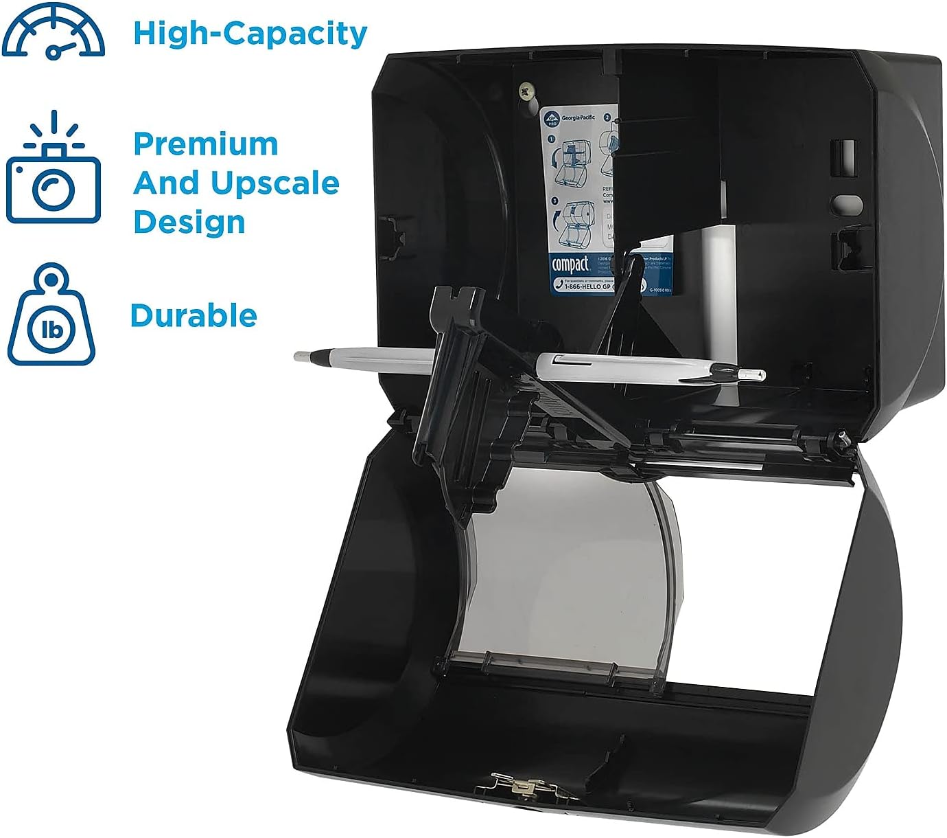 Georgia-Pacific Compact 2-Roll Side-by-Side Coreless High-Capacity Toilet Paper Dispenser by GP PRO (Georgia-Pacific); Black; 56784A; 1 Dispenser