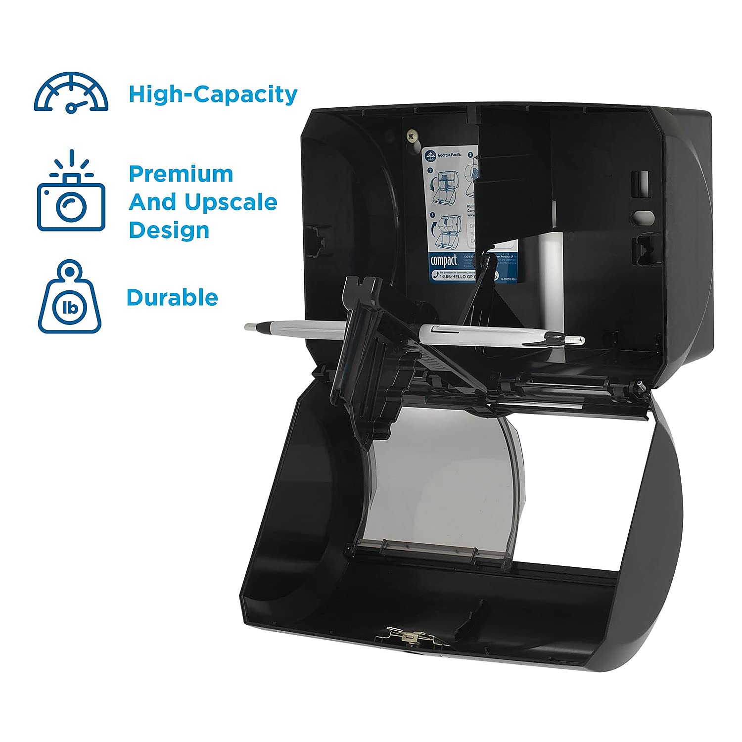 Georgia-Pacific Compact 2-Roll Side-by-Side Coreless High-Capacity Toilet Paper Dispenser by GP PRO (Georgia-Pacific), Stainless, 56798, 10.120" W x 6.750" D x 7.120" H, Stainless Steel