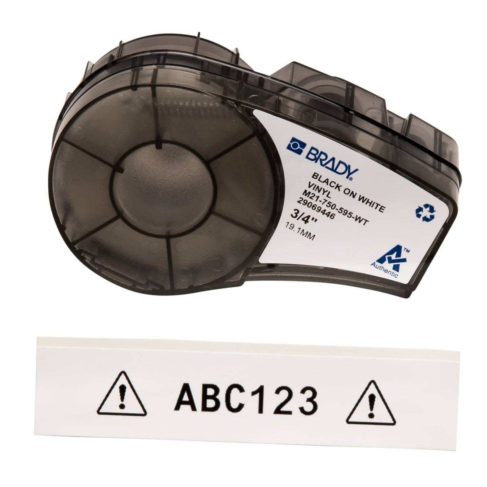 Brady Authentic (M21-375-595-BR) All-Weather Vinyl Label for Indoor/Outdoor ID, Lab and Equipment Labeling, White on Brown- ForM210, M210-LAB, M211, BMP21-PLUS and BMP21-LAB Printers, .375" W, 21' L