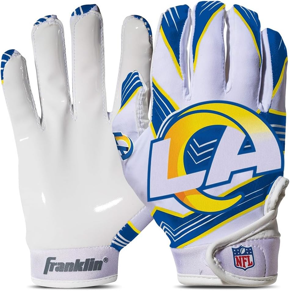 Franklin Sports Youth NFL Football Receiver Gloves - Kids Football Gloves Pair - NFL Team Logos and Silicone Palm