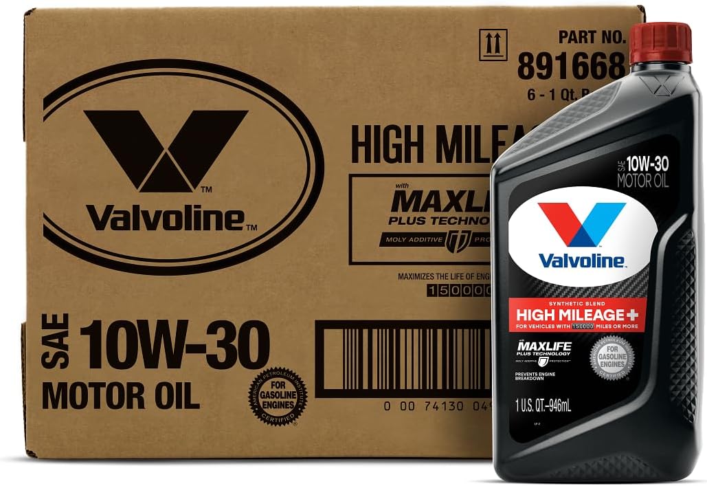 Valvoline Full Synthetic High Mileage with MaxLife Technology SAE 0W-20 Motor Oil 5 QT, Case of 3