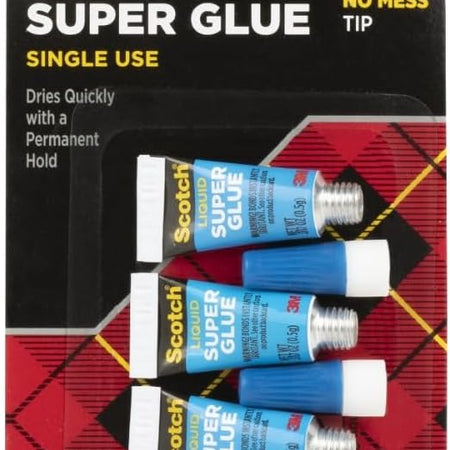 Scotch Super Glue Liquid, 4-Pack of Single-Use Tubes, .017 oz Each, Fast Drying Liquid Formula (AD114)