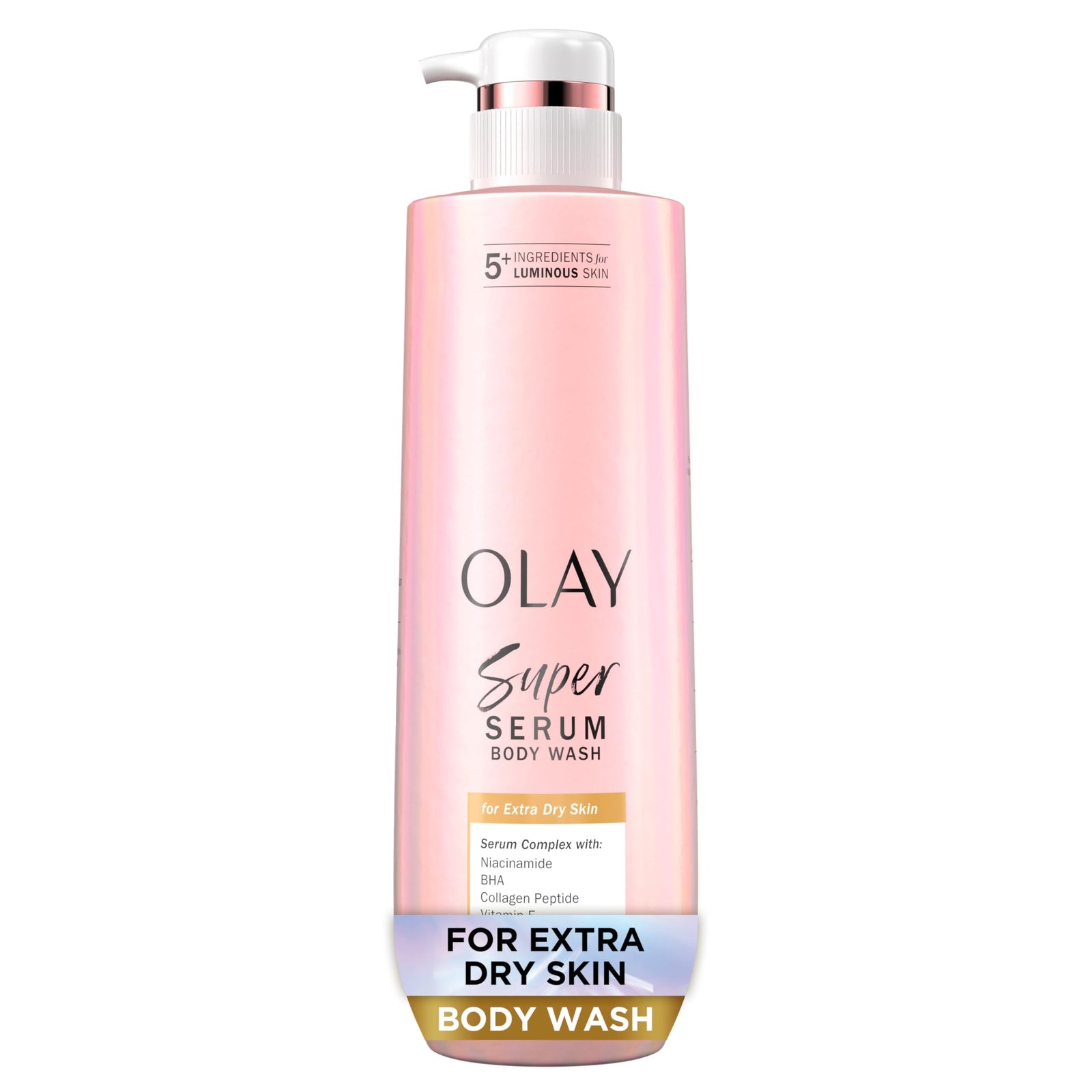 Olay Super Serum Body Wash for Normal Skin, 24hr Long Lasting Hydration, 5+ Ingredient Serum Complex for Bright Even Firm Luminous Skin, 18.5 fl oz