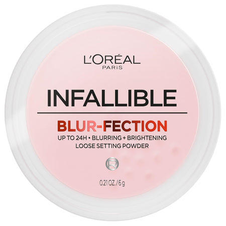 L'Oreal Paris Infallible Blur-fection Longwear Loose Setting Powder, Blurring Face Powder With Up to 24HRs of Wear, Brightening Deep Pink, 1 Kit