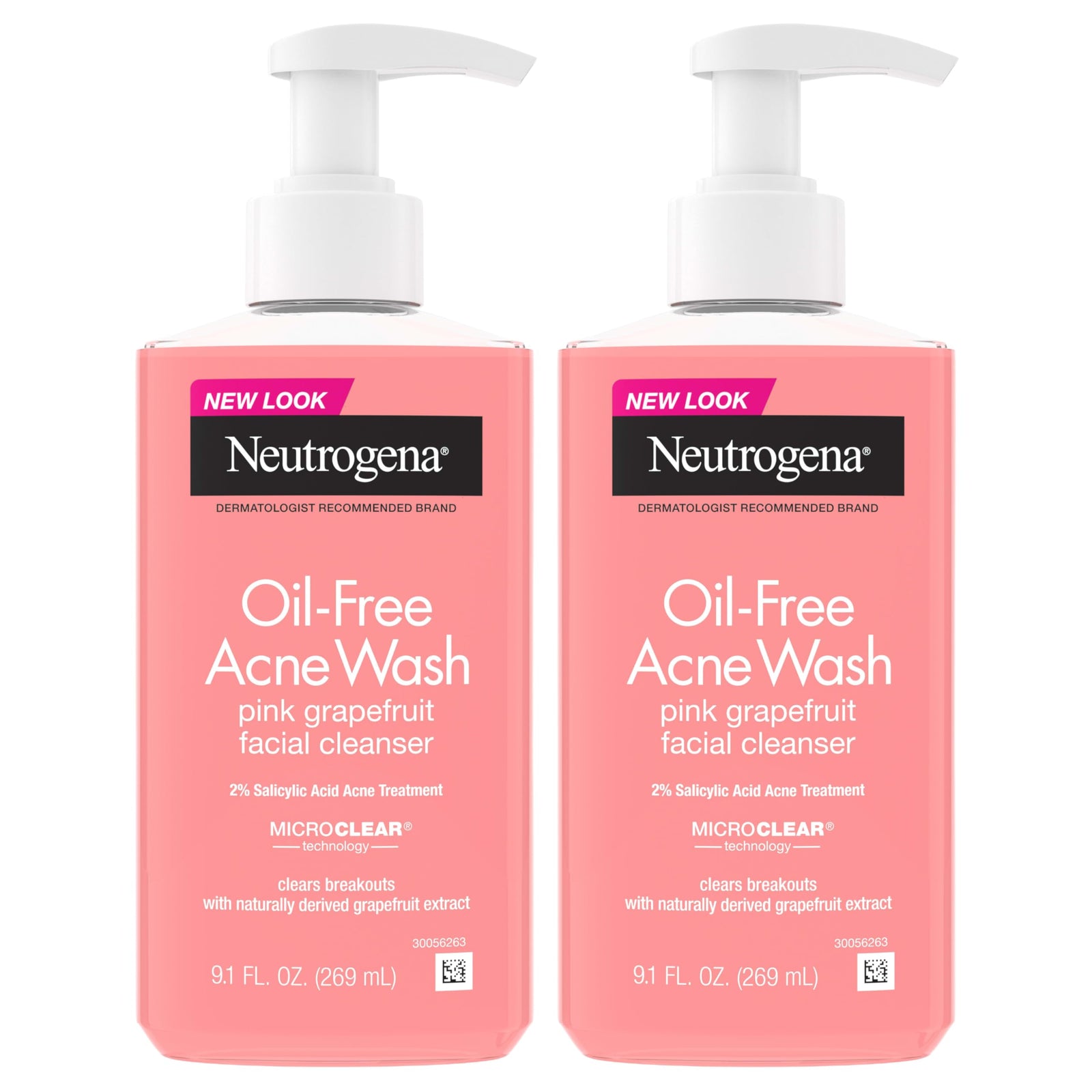 Neutrogena Oil-Free Pink Grapefruit Pore Cleansing Acne Wash and Daily Liquid Facial Cleanser with 2% Salicylic Acid Acne Medicine and Vitamin C, 6 fl. oz