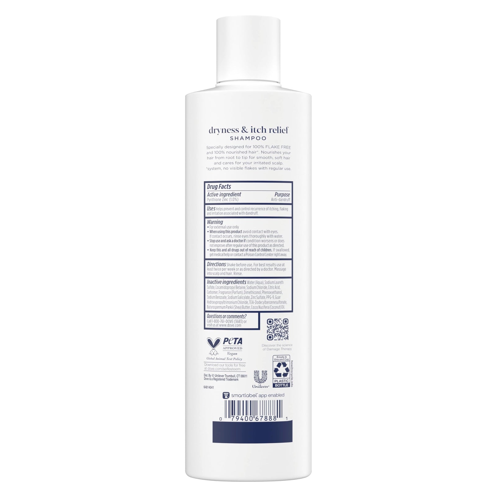 Dove Damage Therapy Derma Shampoo Dryness + Itch for Flaky Scalp with Pyrithione Zinc and Coconut Oil 12 Fl Oz