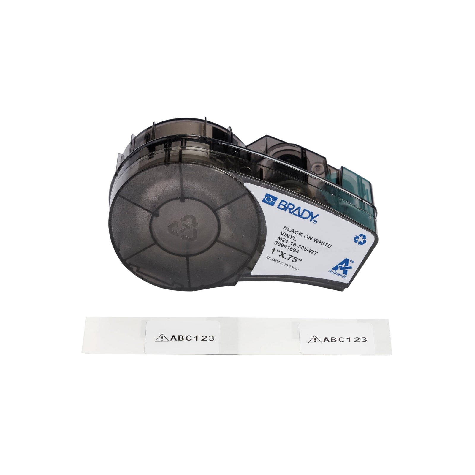 Brady Authentic (M21-375-595-BR) All-Weather Vinyl Label for Indoor/Outdoor ID, Lab and Equipment Labeling, White on Brown- ForM210, M210-LAB, M211, BMP21-PLUS and BMP21-LAB Printers, .375" W, 21' L