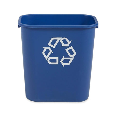 Rubbermaid Commercial Products Deskside Recycling Can, 7-Gallon/28-Quart, Blue Recycling Symbol, Plastic, for Bedroom/Bathroom/Office/Under Desk/Sink