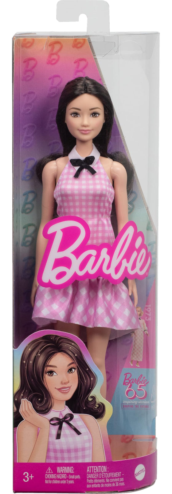 Barbie Fashionistas Doll #221 with Natural Black Hair Wearing Removable Red Dress & Accessories, 65th Anniversary Collectible Toy