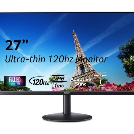 Acer SB273 G0bi 27" IPS Full HD (1920 x 1080) Ultra-Thin Zero-Frame Gaming Office Monitor | Adaptive-Sync Support (FreeSync Compatible) | Up to 120Hz Refresh | 1ms (VRB) | Tilt | HDMI & VGA Ports