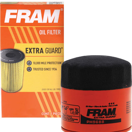 FRAM Extra Guard PH9688 10K Mile Change Automotive Replacement Interval Spin-On Engine Oil Filter for Select Vehicle Model Years, Vehicle Engine Protection Oil Filter for Everyday Drivers