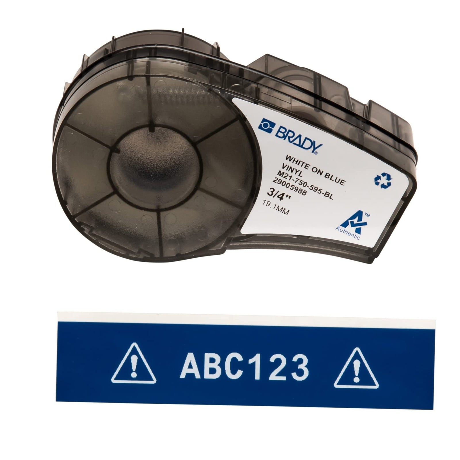 Brady Authentic (M21-375-595-BR) All-Weather Vinyl Label for Indoor/Outdoor ID, Lab and Equipment Labeling, White on Brown- ForM210, M210-LAB, M211, BMP21-PLUS and BMP21-LAB Printers, .375" W, 21' L