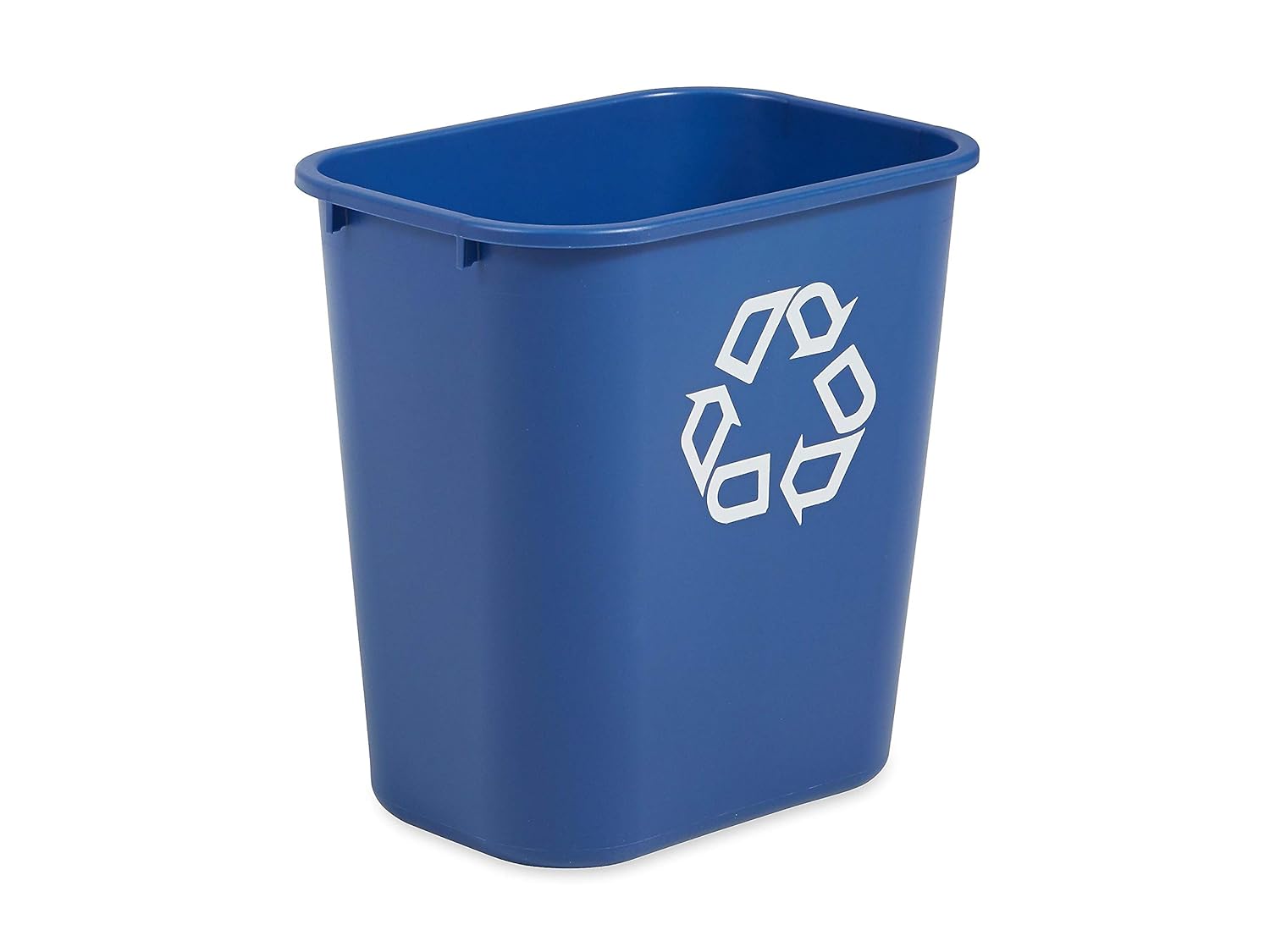Rubbermaid Commercial Products Deskside Recycling Can, 7-Gallon/28-Quart, Blue Recycling Symbol, Plastic, for Bedroom/Bathroom/Office/Under Desk/Sink