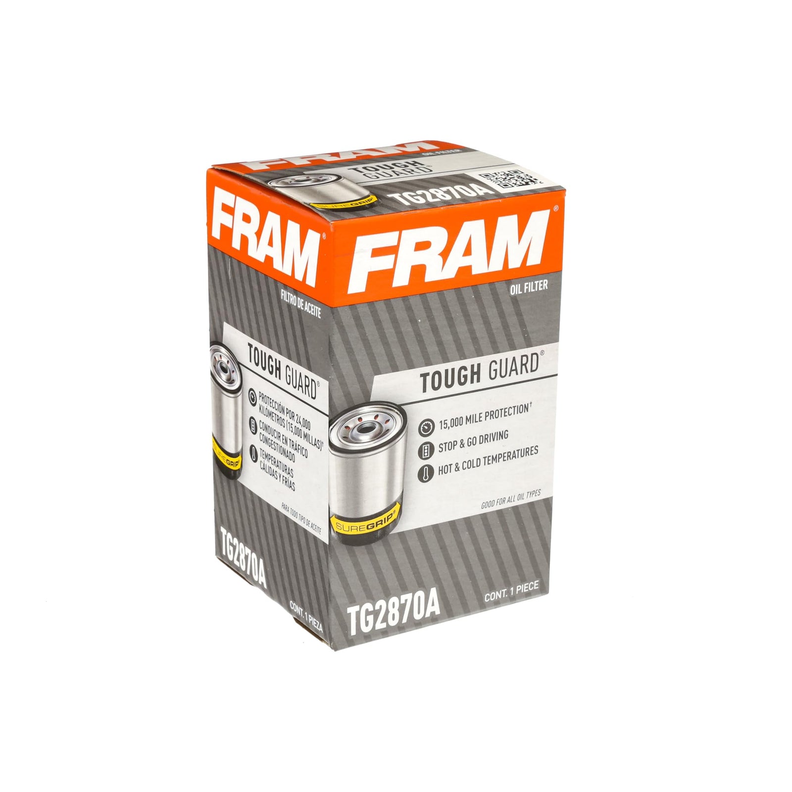 FRAM Tough Guard Replacement Oil Filter TG8A, Designed for Interval Full-Flow Changes Lasting Up to 15K Miles