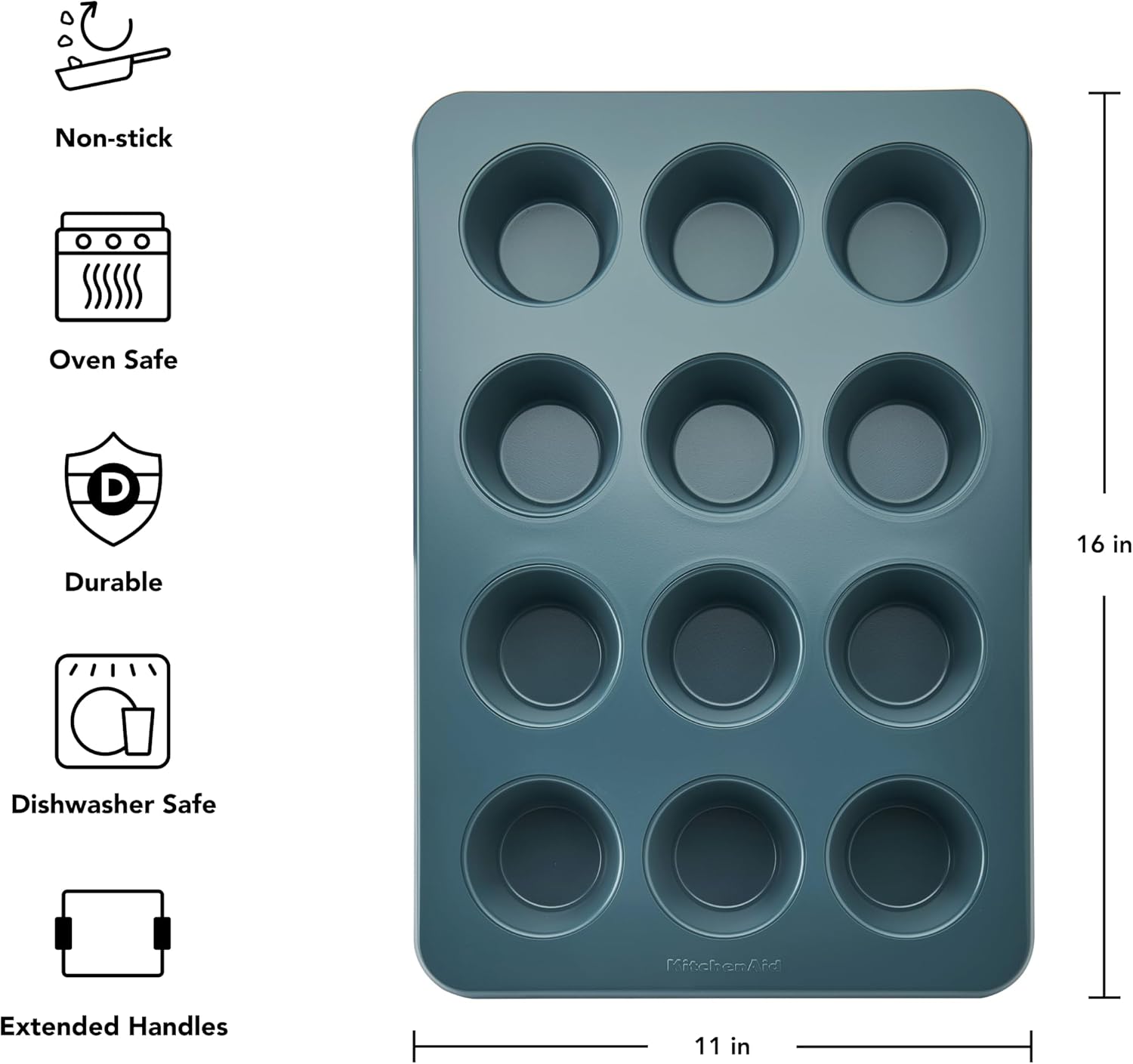 KitchenAid Non-stick Muffin Pan, 12 Cup, Evergreen