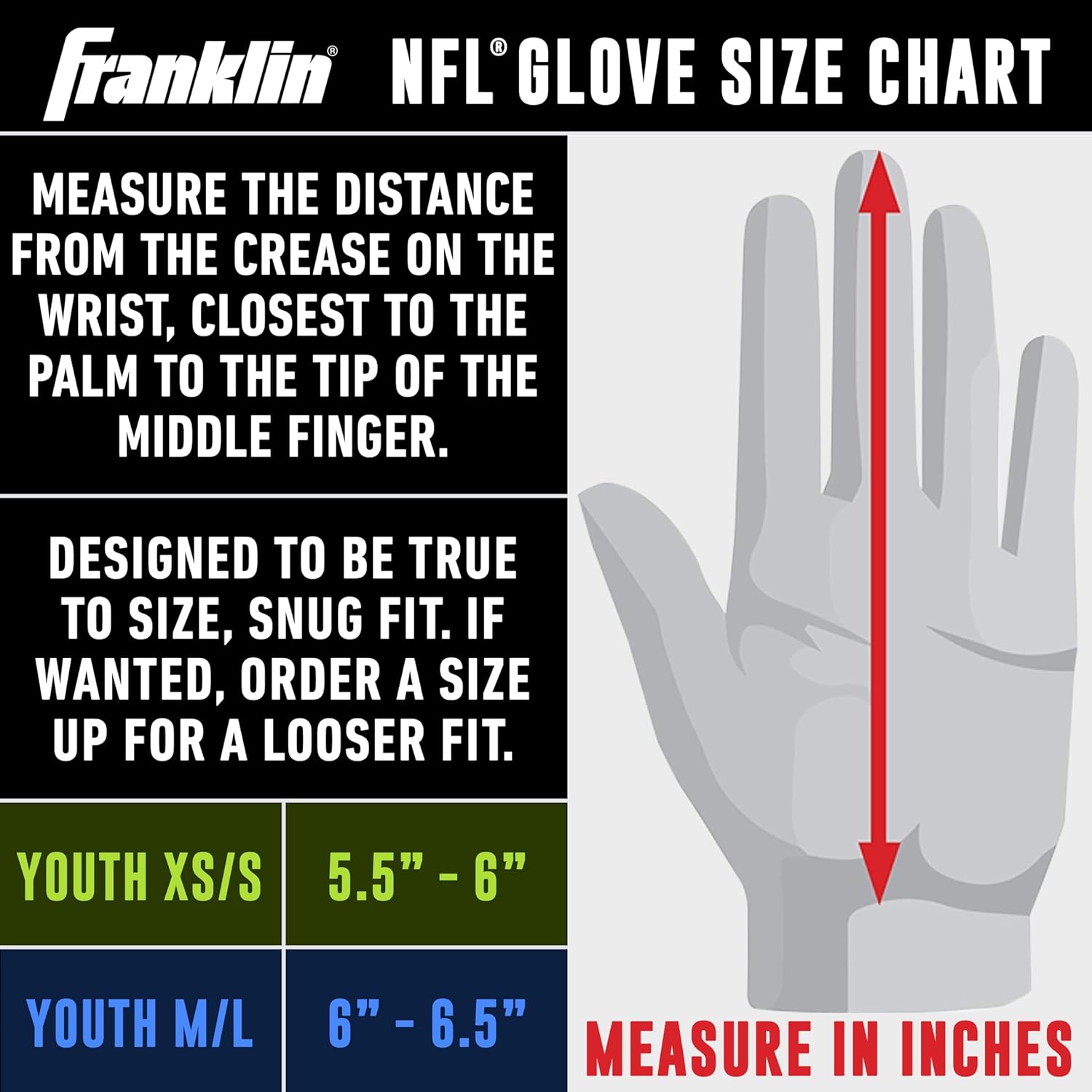 Franklin Sports Youth NFL Football Receiver Gloves - Kids Football Gloves Pair - NFL Team Logos and Silicone Palm