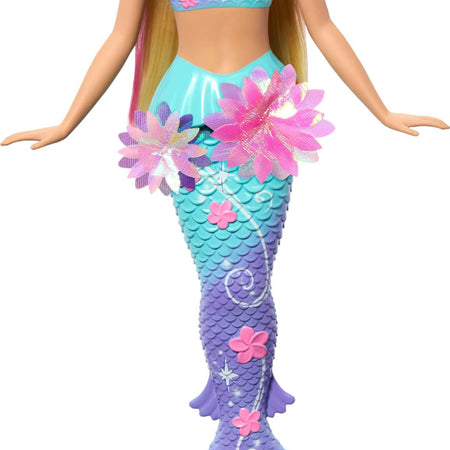 Barbie Mermaid Toy Dolls with Surprise Magic Blooming Flowers Feature, Ombre Tails, Pearl Headband Accessory & Long Blonde Hair with Pink Highlights