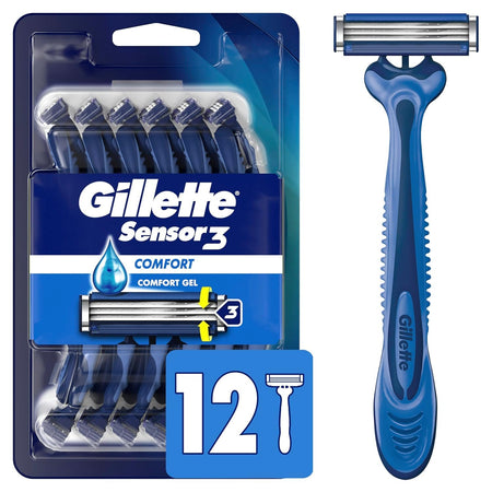 Gillette Sensor3 Comfort, 8 Count | Disposable | For Men | Lubrastrip | Pack of 2