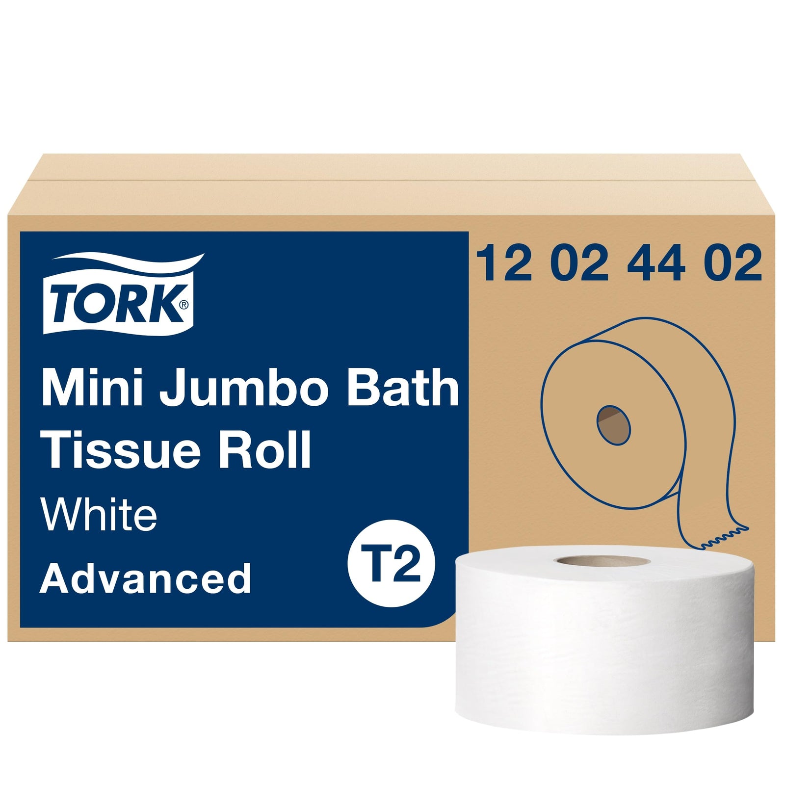 Tork Mini Jumbo Toilet Paper Roll White T2, Advanced (2-Ply) and Tork Matic Soft Hand Towel Roll, White, Advanced (1-Ply)