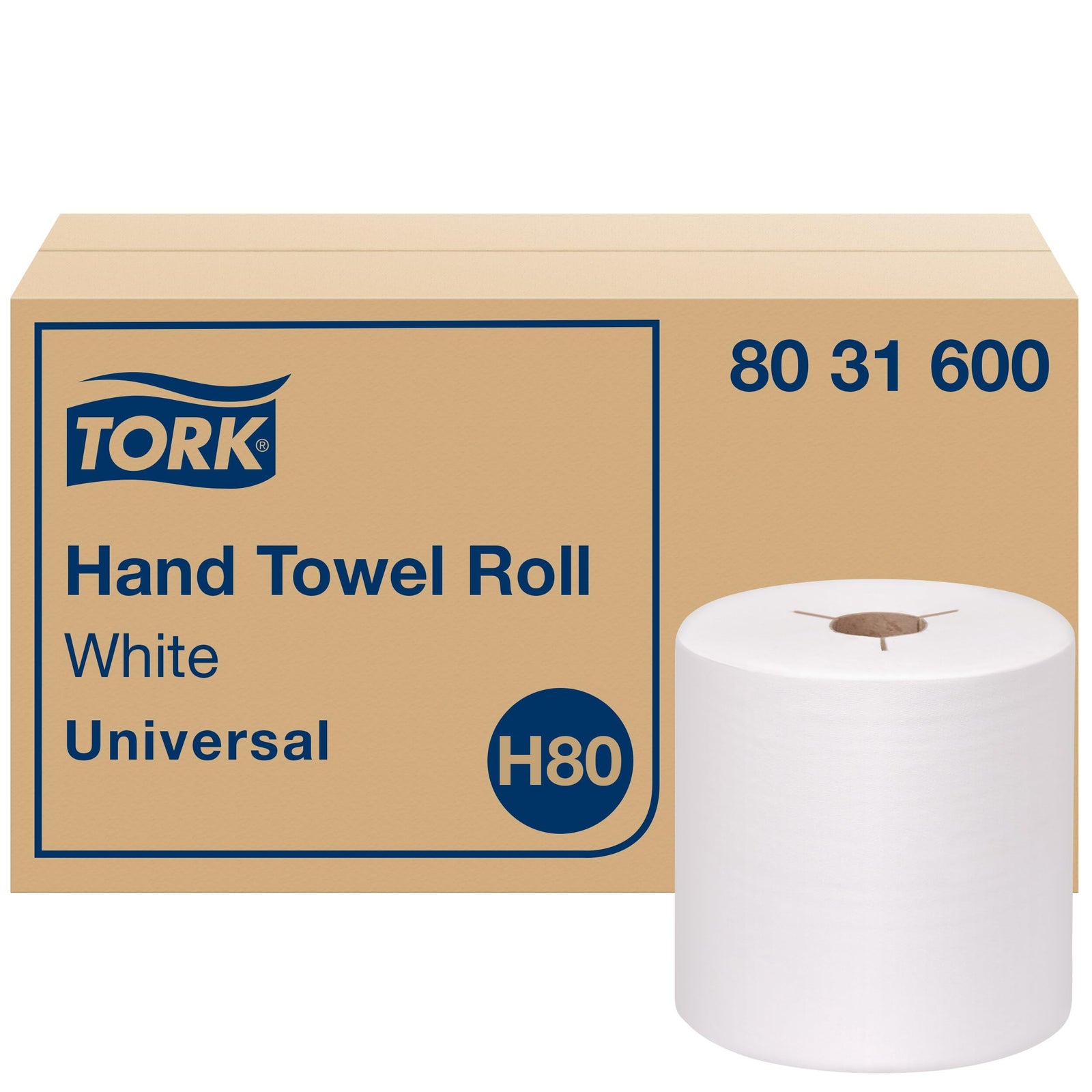 Tork Hand Towel Roll, Natural, Universal, H80, Extra Large, 100% Recycled, 1-Ply, 6 Rolls x 1000 ft, 8031000