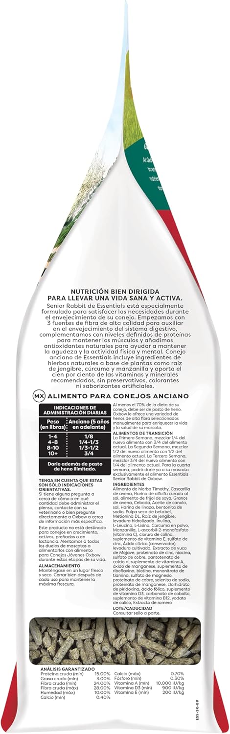 Oxbow Essentials Rabbit Food, Adult Rabbit, Made with Oxbow Timothy Hay, Pet Pellets with Vitamins & Minerals, Small Animal Pet Products, Bunny Supplies, Made in USA, Bunny Food, 5 lb