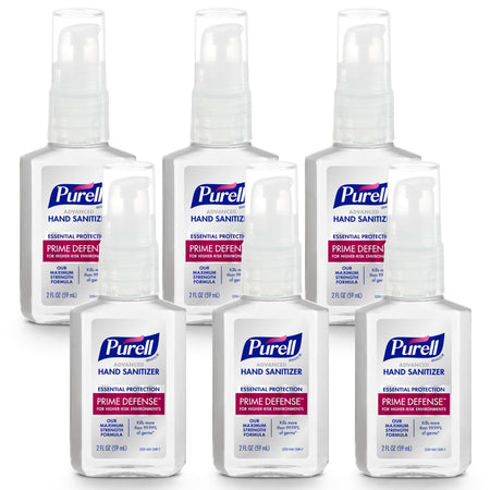 PURELL PRIME DEFENSE Advanced Hand Sanitizer, 85%, Maximum Strength Formula, 4 fl oz Travel Size Bottles (Pack of 6), 3499-04-EC