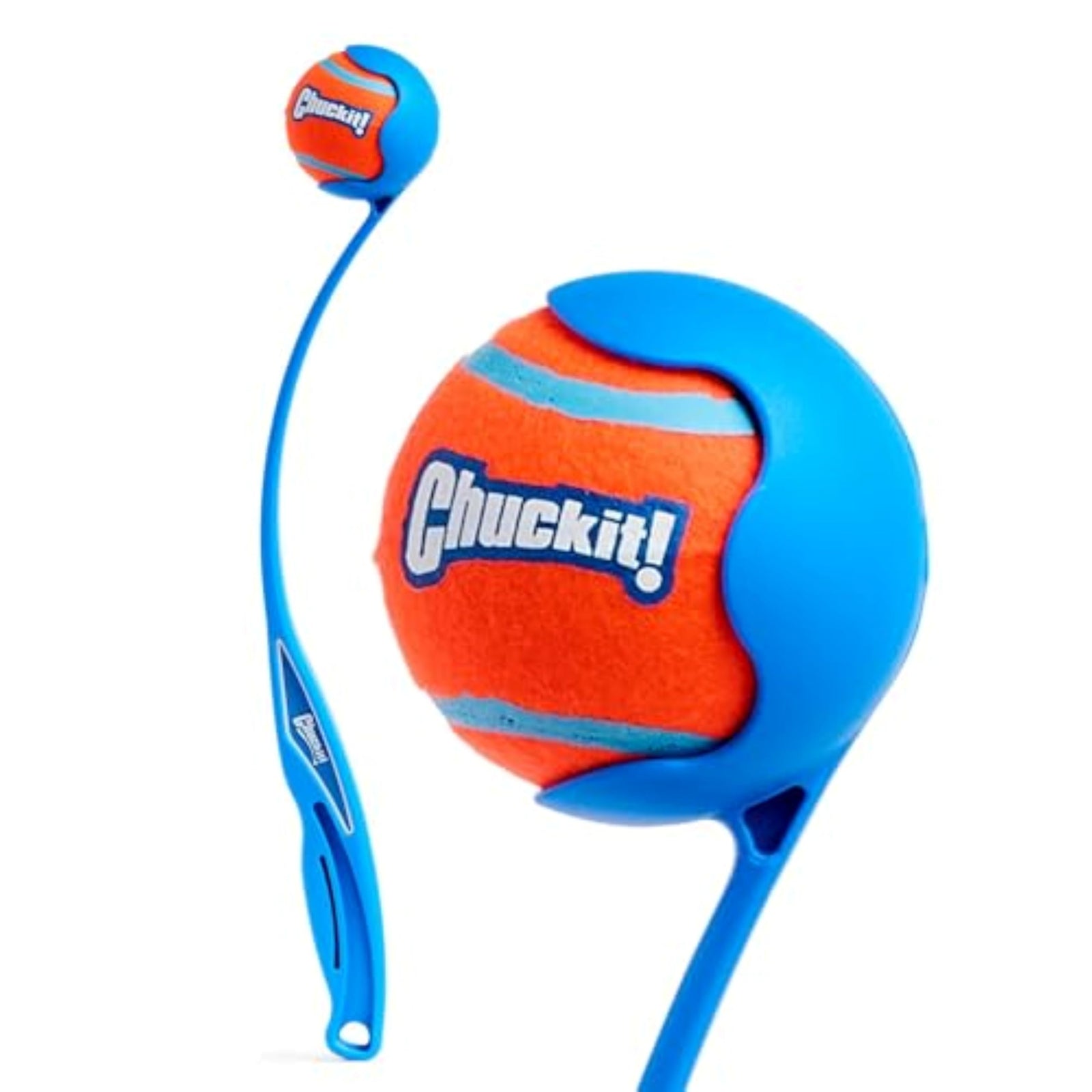 Chuckit! Ultra Ball & Launcher Bundle - Classic 26" with 2 Pack Medium (2.5") Bouncy Fetch Balls for Dogs 20-60 lbs, Dog Fetch Ball Thrower