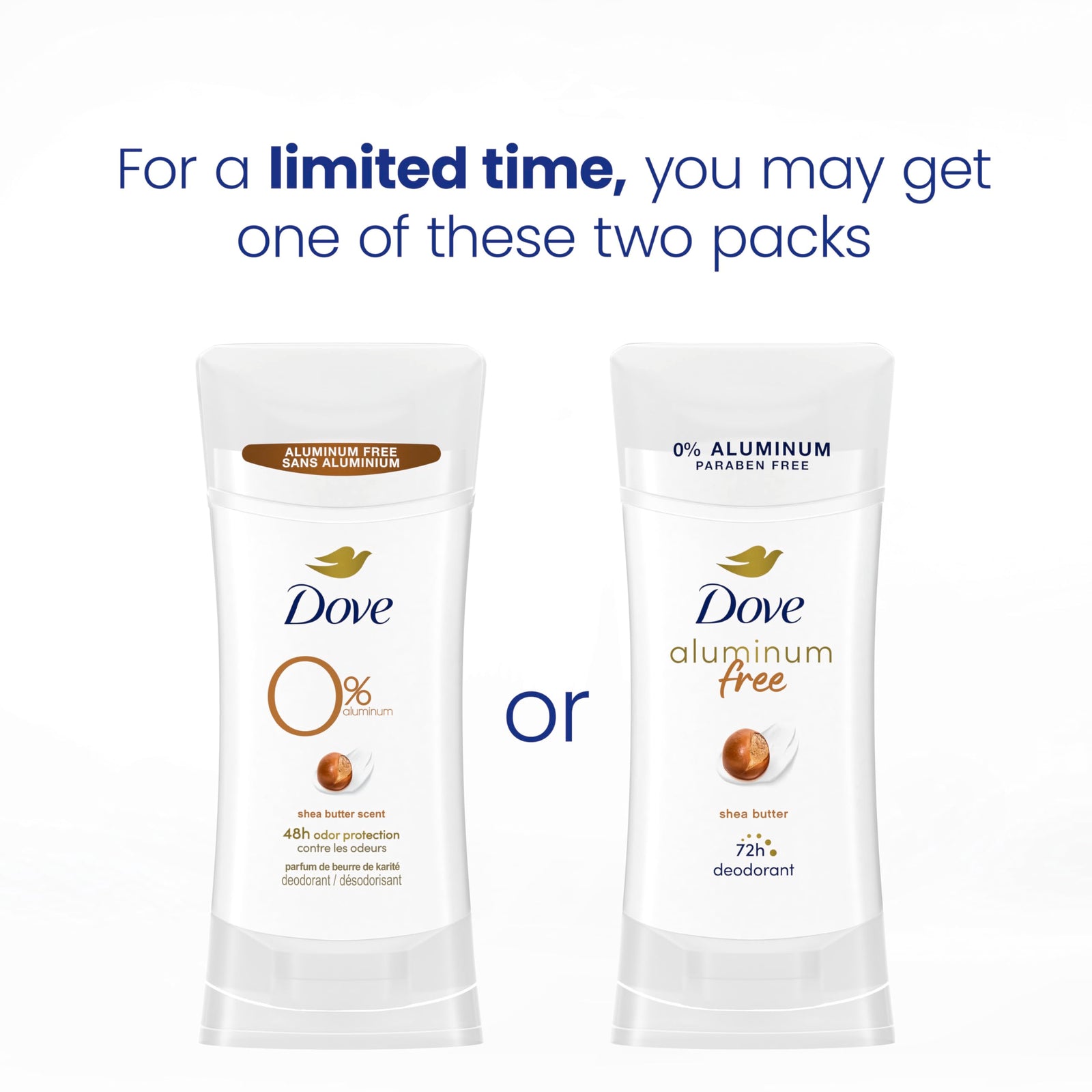 Dove Aluminum Free Deodorant for Women 3 Count Coconut and Pink Jasmine 72 hour odor protection 2.6 oz