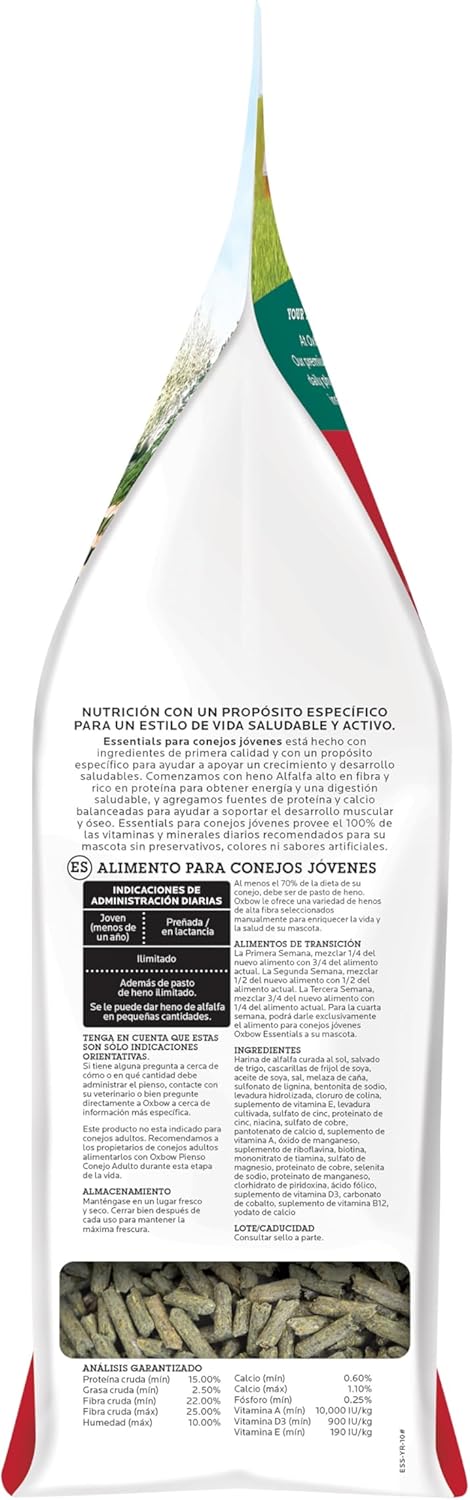 Oxbow Essentials Rabbit Food, Adult Rabbit, Made with Oxbow Timothy Hay, Pet Pellets with Vitamins & Minerals, Small Animal Pet Products, Bunny Supplies, Made in USA, Bunny Food, 5 lb