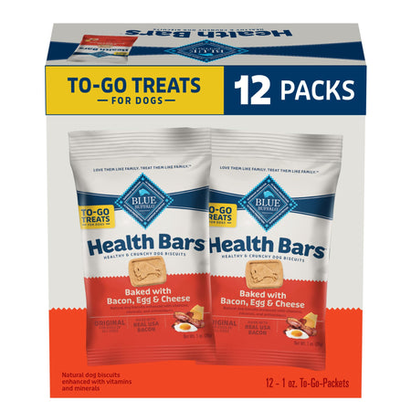 Blue Buffalo Mini Health Bars Crunchy Dog Biscuits, Oven-Baked With Natural Ingredients, Bacon, Egg & Cheese, 2-lb Box