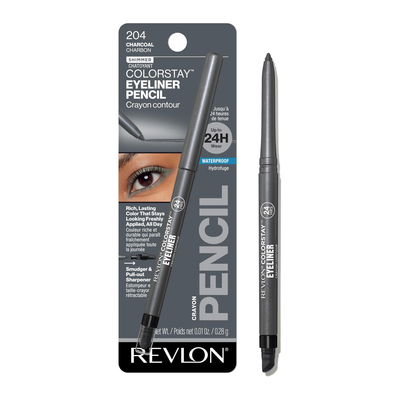 Revlon ColorStay Pencil Waterproof Eyeliner, Smudge-Proof, Eye Makeup with Built-In Sharpener, Stocking Stuffer for Women, 201 Black, 0.01 oz