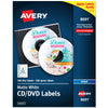 Avery Printable CD Labels, Matte White, Permanent Adhesive, Inkjet Printer Compatible, 100 Disc & 200 Spine Labels, Ideal for CDs, DVDs, PC Discs, Media Projects & More (8691)