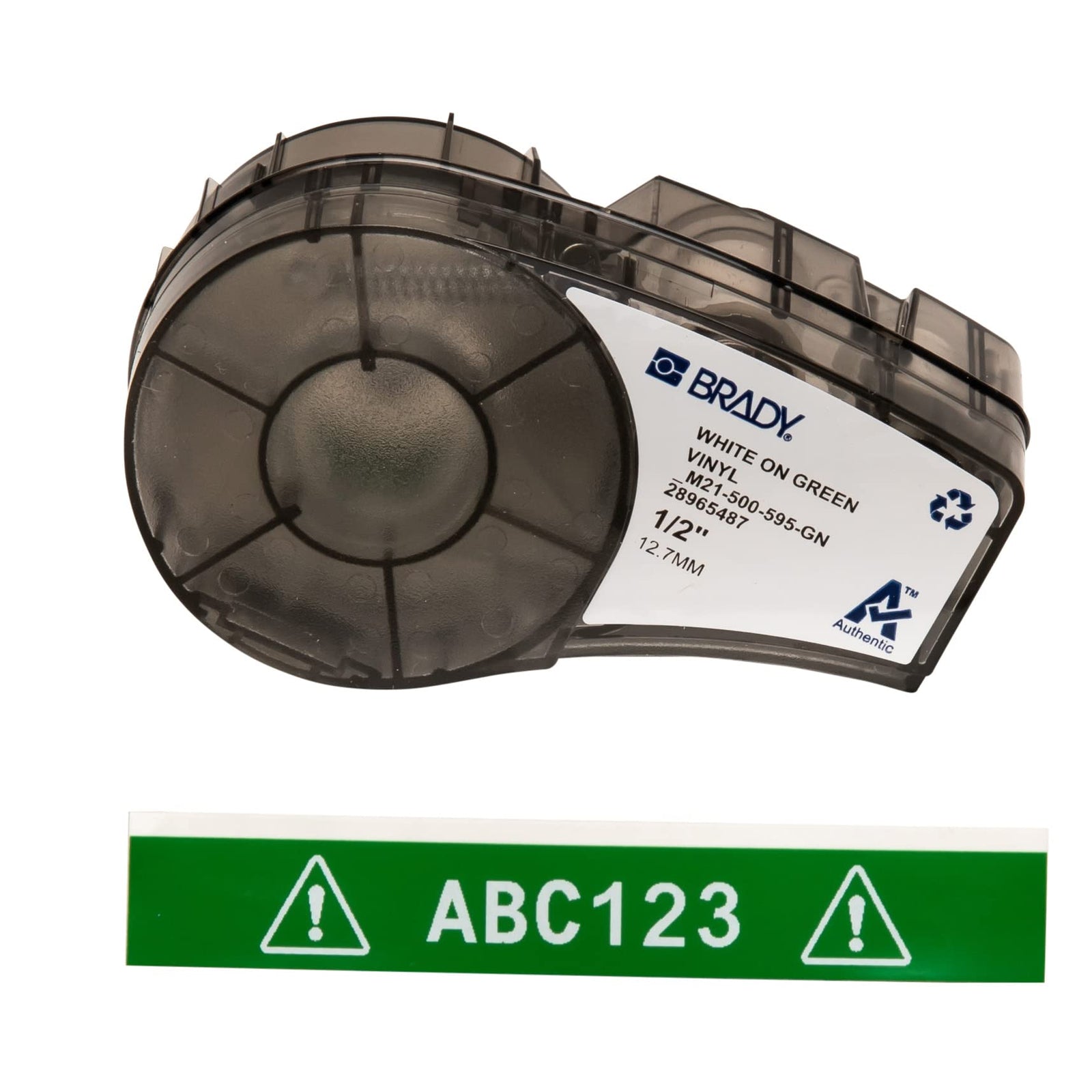 Brady Authentic (M21-375-595-BR) All-Weather Vinyl Label for Indoor/Outdoor ID, Lab and Equipment Labeling, White on Brown- ForM210, M210-LAB, M211, BMP21-PLUS and BMP21-LAB Printers, .375" W, 21' L