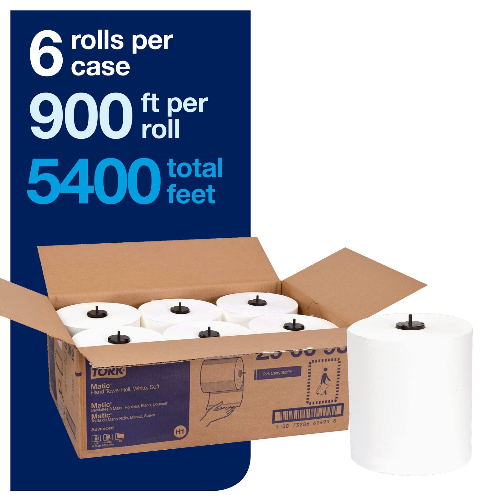 Tork Mini Jumbo Toilet Paper Roll White T2, Advanced (2-Ply) and Tork Matic Soft Hand Towel Roll, White, Advanced (1-Ply)