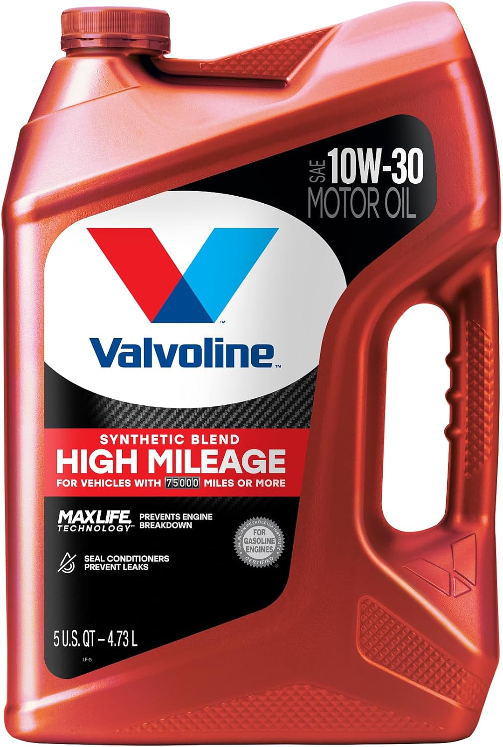 Valvoline Full Synthetic High Mileage with MaxLife Technology SAE 0W-20 Motor Oil 5 QT, Case of 3