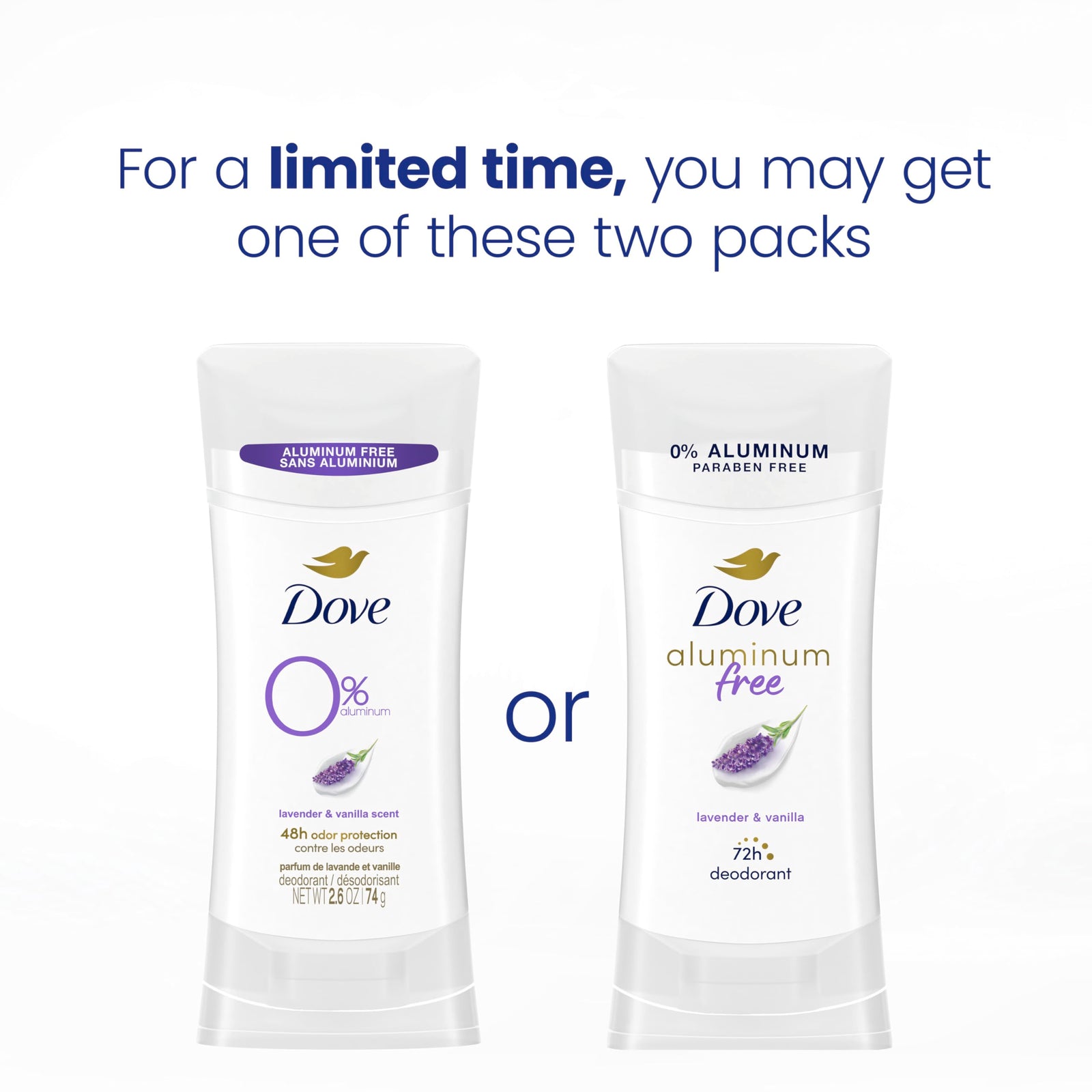 Dove Aluminum Free Deodorant for Women 3 Count Coconut and Pink Jasmine 72 hour odor protection 2.6 oz