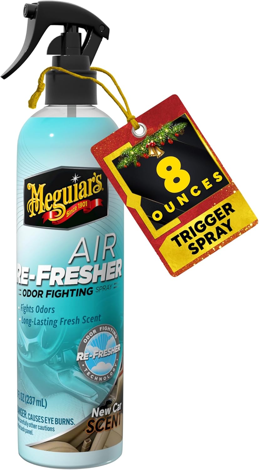 Meguiar's Air Re-Fresher Odor Fighting Spray, New Car Scent,Convenient Air Freshener that Instantly Fights Odors and Leaves Behind a Long-Lasting New Car Scent, 8 Oz Trigger Spray