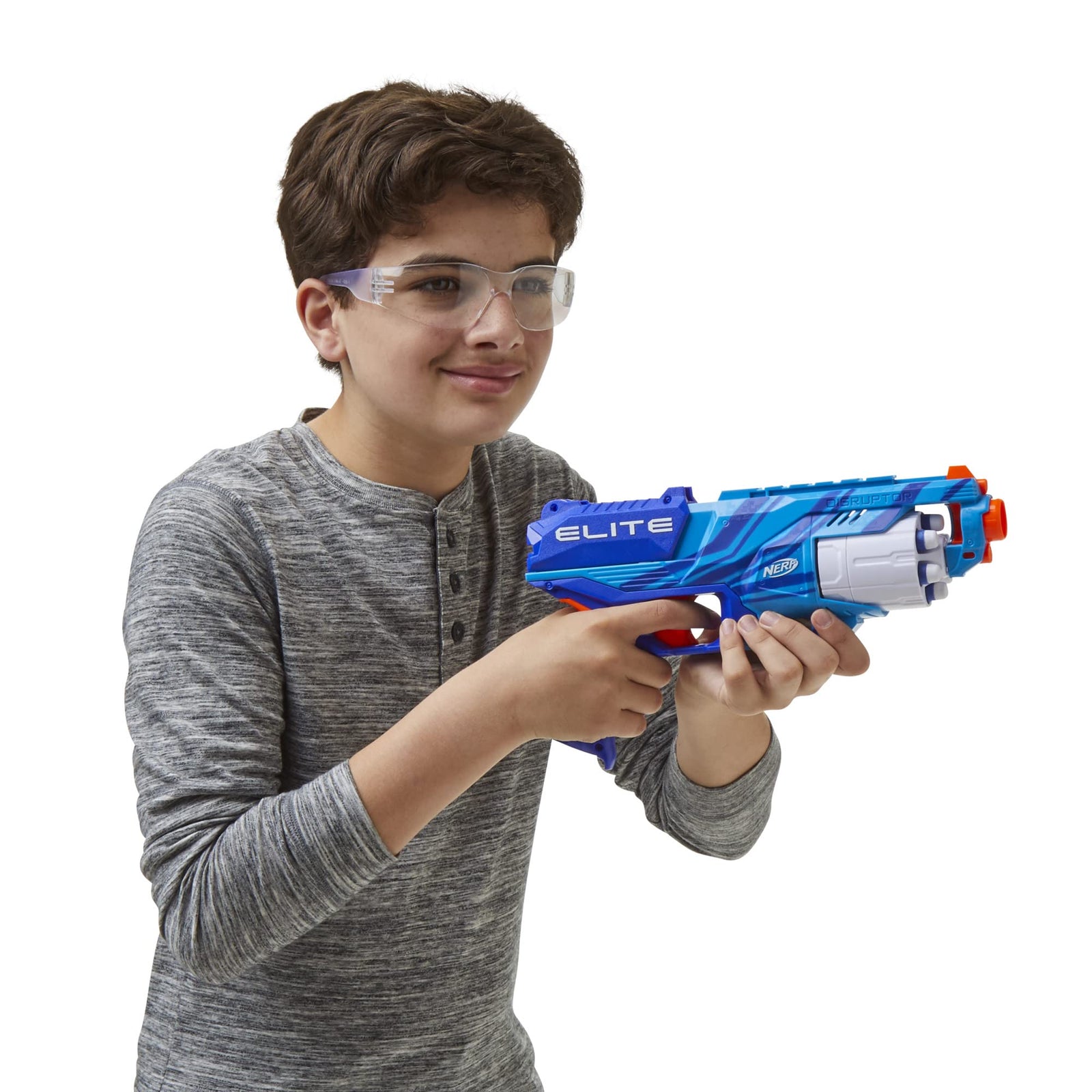 NERF Disruptor Elite Blaster - 6-Dart Rotating Drum, Slam Fire, Includes 6 Official Nerf Elite Darts - for Kids, Teens, Adults (Amazon Exclusive)