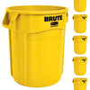 Rubbermaid Commercial Products BRUTE Heavy-Duty Round Trash/Garbage Can, 20-Gallon, Yellow, Outdoor Waste Container for Landscapers/Construction/Restaurants/Back of House/Offices/Warehouses, Pack of 6