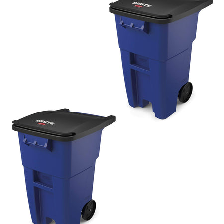 Rubbermaid Commercial Products BRUTE Rollout Heavy-Duty Wheeled Trash/Garbage Can, 50-Gallon, Yellow, for Restaurants/Hospitals/Offices/Warehouses/Garage