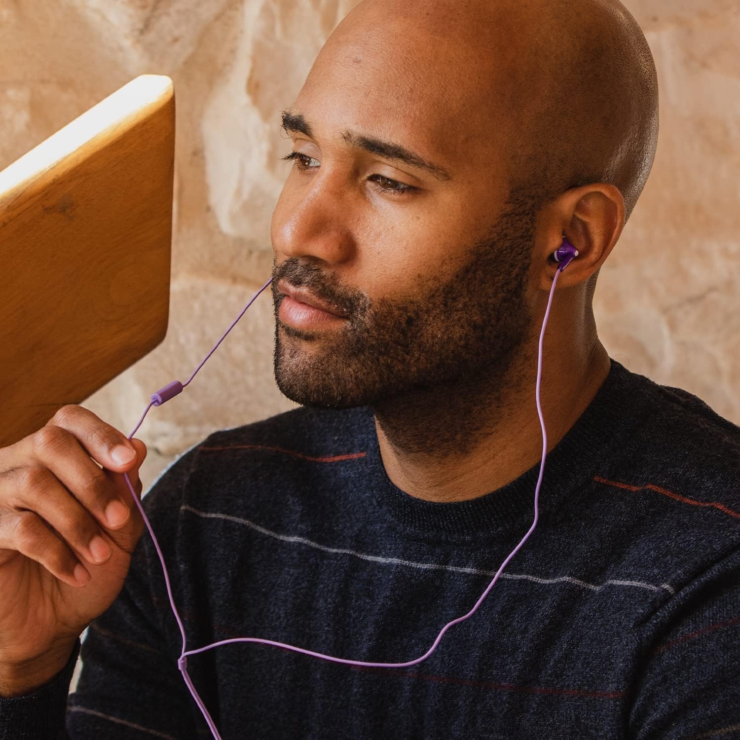 Panasonic ErgoFit Wired Earbuds with Microphone, 3.5mm Jack Headphones with Mic and Call Controller, Ergonomic Custom-Fit Earpieces (S/M/L), for Phones and Laptops - RP-TCM125-R (Red)