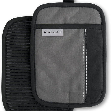 KitchenAid Beacon Two-Tone Non-Slip Pot Holder Set, Cool Grey/Frost Grey, 7"x10", 2 Piece