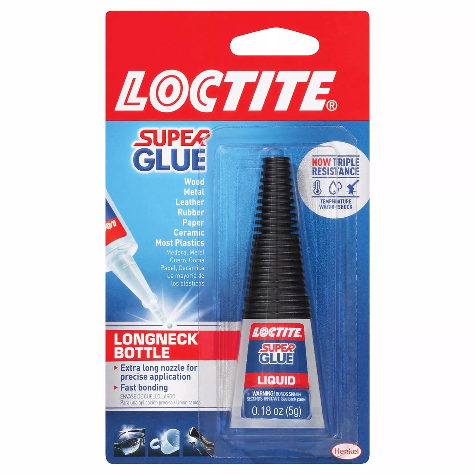 Loctite Super Glue Liquid Longneck Bottle, Clear, 0.18 fl oz Bottle, 1 Pack - Superglue for Plastic, Wood, Metal, Crafts & Repair, Cyanoacrylate Adhesive Instant Glue, Quick Dry